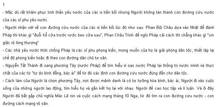 1. So sánh Nguyễn Tất Thành và các nhà yêu nước trước đó đi tìm đường cứu nước?...