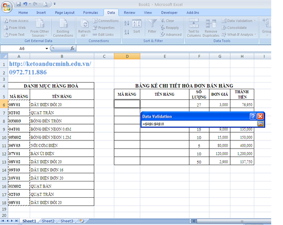 Cách tạo danh sách xổ xuống trong Excel 3