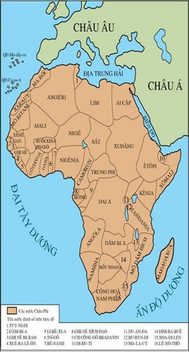  Lược đồ Châu Phi sau chiến tranh thế giới thứ hai .
