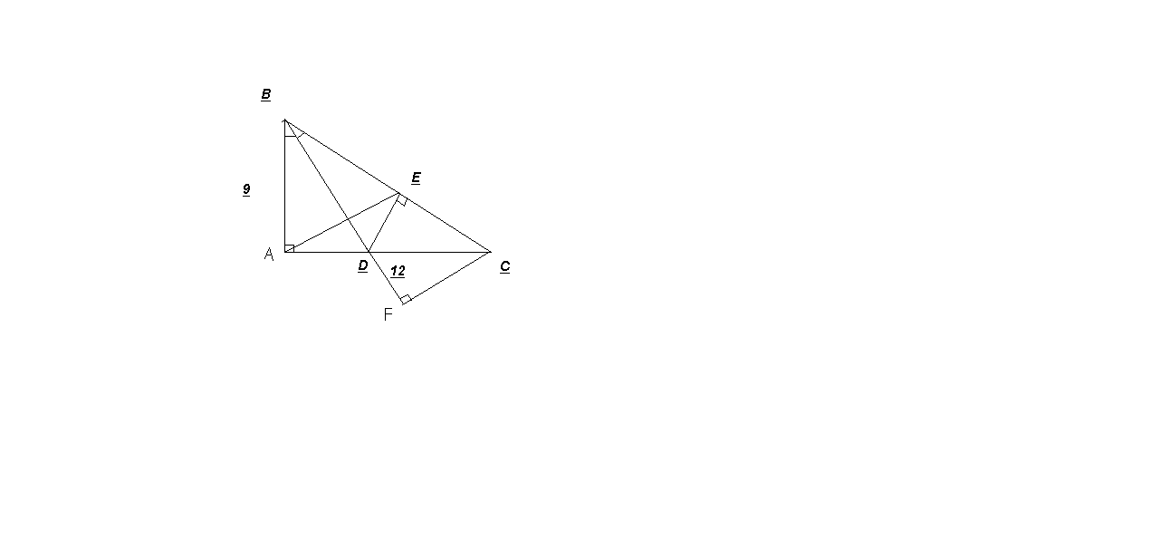 Cho tam giác ABC vuông tại A (AB < AC), BD là đường phân giác. Vẽ DE ⊥ BC tại E a) Cho biết AB=9 cm,...