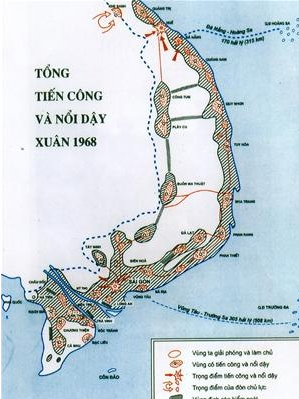  Bản đồ ở Tổng hành dinh Bộ Quốc phòng về cuộc Tổng tiến công và nổi dậy Tết Mậu Thân 1968